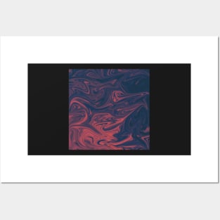 black and Pink Dark Marble Swirl Posters and Art